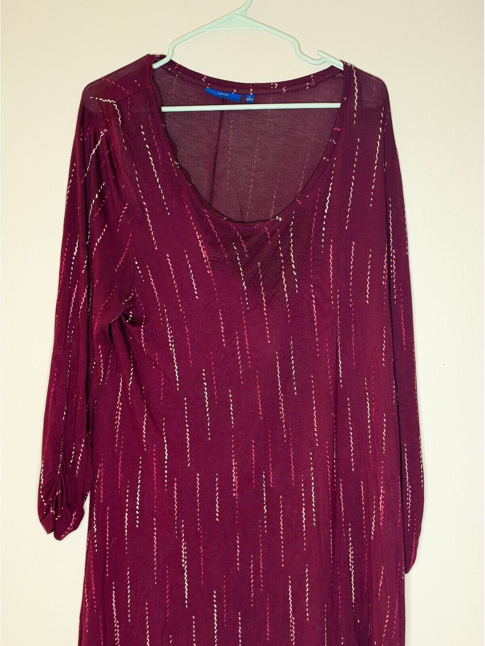 Apt. 9 Burgundy Metallic Stripe Long Sleeve Dress
